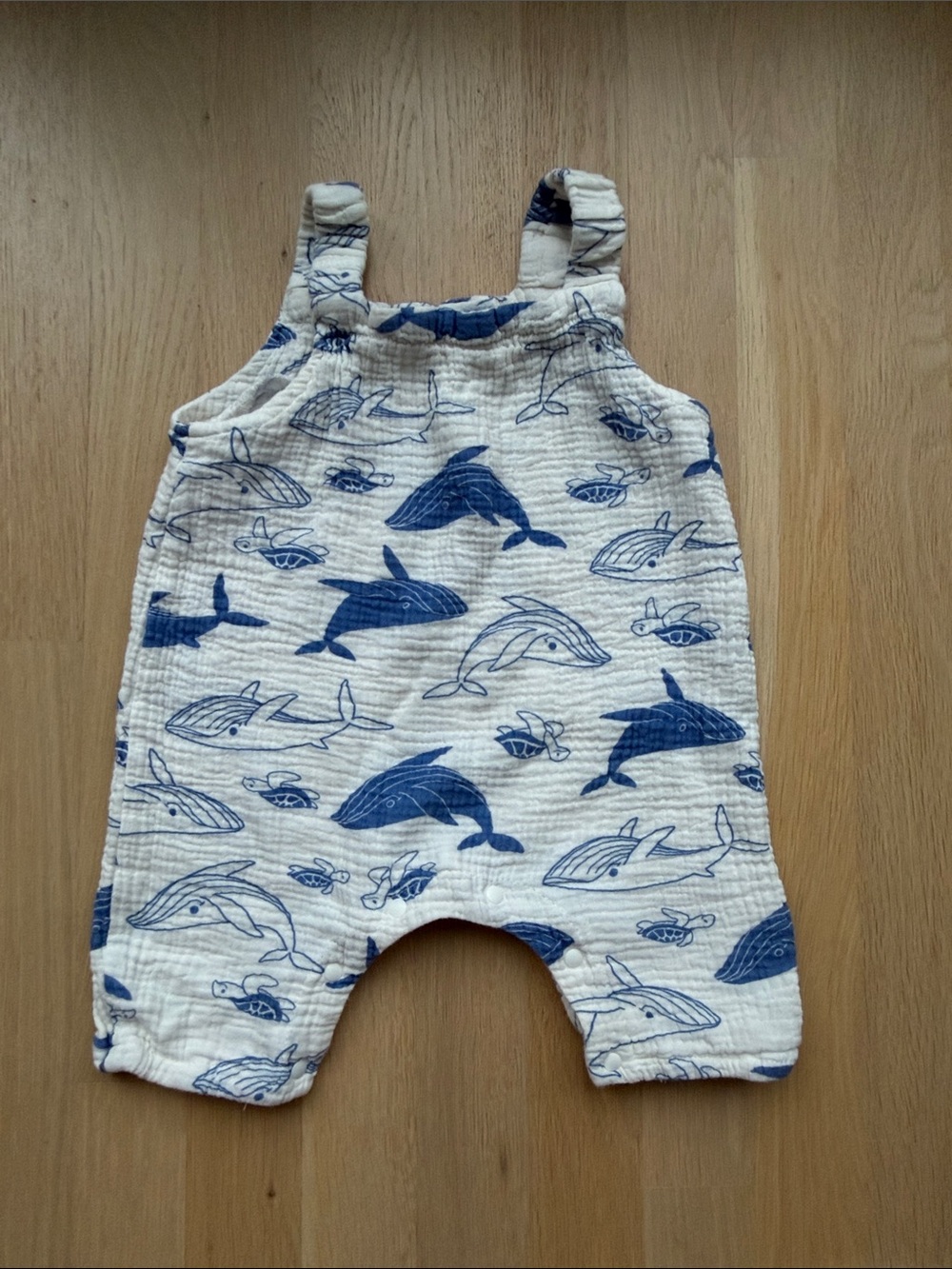 MiniOlie Baby Romper with Blue Whale Print